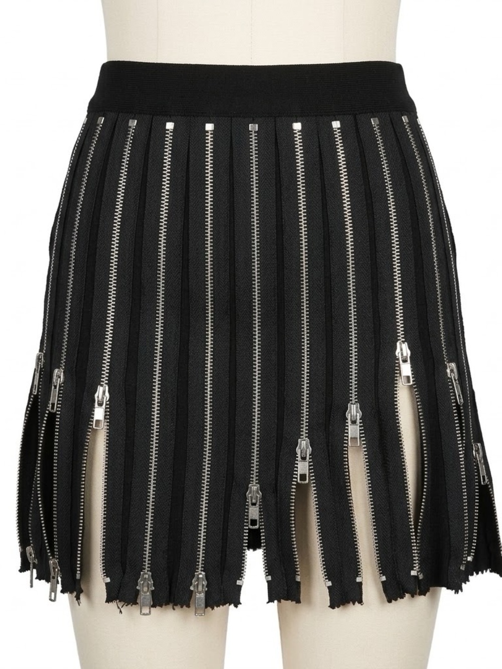 Current Mood Dolls Kill Black Metal Zipper Pleated Mini Skirt S Goth Punk